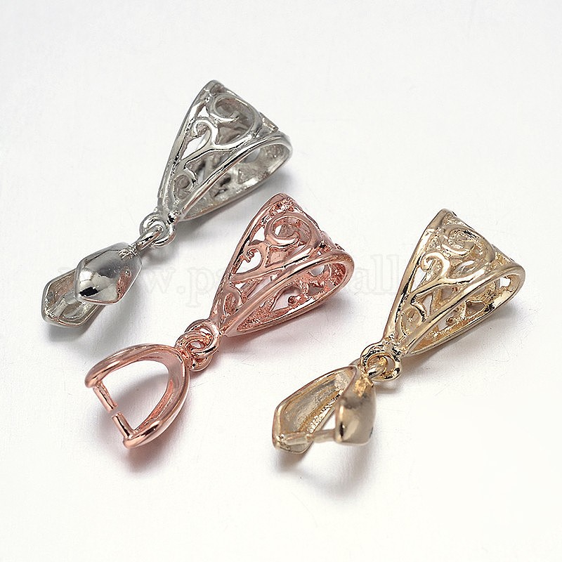 Wholesale Filigree Rack Plating Brass Pendant Pinch Bails - Pandahall.com