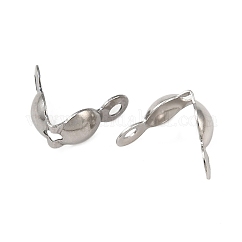 Tarnish Resistant 316 Surgical Stainless Steel Bead Tips, Open Clamshell Bead Tips, Stainless Steel Color, 8x4mm, Hole: 1.3mm