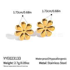 Fashionable flower earrings, 18K gold-plated stainless steel delicate studs for women.