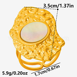 304 Stainless Steel with Natural Shell Cuff Open Rings for Women&nbsp;XU1269-3