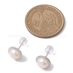 Natural Pearl Ear Studs&nbsp;EJEW-P286-01P