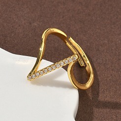 Brass Micro Pave Cubic Zirconia Finger Rings&nbsp;RJEW-H258-19G