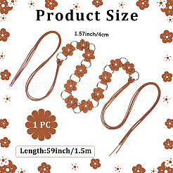 1Pc Imitation Leather Flower Brass Ring Link Chain Waist Belly Chains Belts for Women&nbsp;AJEW-CL0001-49C