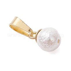 Wrinkle Textured Shell Pearl Round Charms&nbsp;PALLOY-JF05063-01