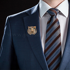 3Pcs Rhinestone Tiger Head Brooch Pin&nbsp;JEWB-HY0001-02