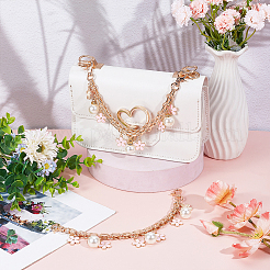 2Pcs 2 Styles Pink Zinc Alloy Enamel Bowknot Flower Charm Cable Chain Purse Chains&nbsp;FIND-BBC0004-57