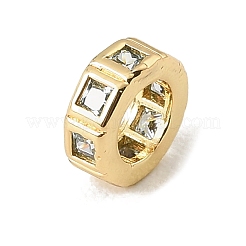 Brass Micro Pave Clear Cubic Zirconia European Beads&nbsp;CU-CBA389D-06G