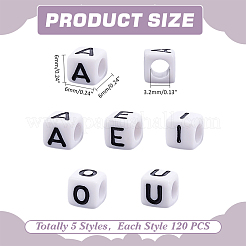 600Pcs 5 Styles Acrylic Horizontal Hole Letter Beads&nbsp;OACR-ME0001-34