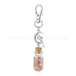 Glass Wishing Bottle with Gemstone Chip inside Pendant Decorations&nbsp;HJEW-JM01991