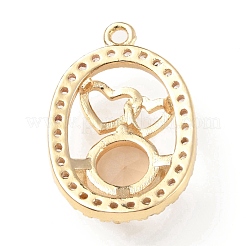 Brass with K9 Glass & Rhinestone Pendants&nbsp;KK-C024-08KCG-02