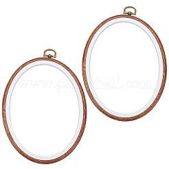 PP & PVC Plastic Imitation Wood Cross Stitch Embroidery Hoops&nbsp;DIY-WH20055-058B-02