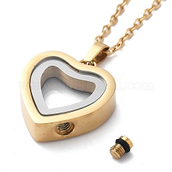 304 Stainless Steel Heart Urn Ashes Necklaces&nbsp;STAS-Z106-09G-03