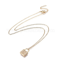 Brass Micro Pave Clear Cubic Zirconia Pendant Necklaces&nbsp;NJEW-R256-07