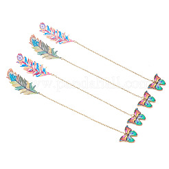 4Pcs 2 Styles Stainless Steel & Alloy Bookmarks&nbsp;AJEW-TAC00110