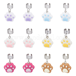 12Pcs 6 Colors Cat Paw Print Resin Stethoscope Pendant Decorations&nbsp;HJEW-OC00161