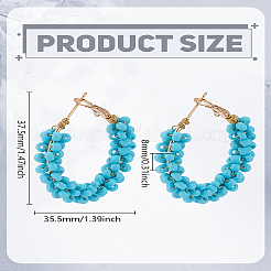 1 Pair Alloy Glass Seed Beads Hoop Earrings&nbsp;EJEW-LP0003-65B