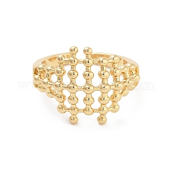 Hollow Tartan Round Brass  Open Cuff Ring for Women&nbsp;LS-RJEW-Z055-05G-03