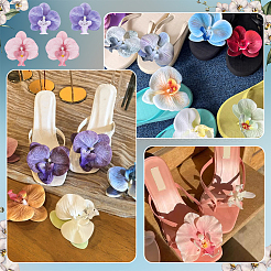 2 Pairs 2 Colors PU Leather Flower Shoe Buckle Clips&nbsp;DIY-NB0015-14