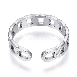 Non-Tarnish 304 Stainless Steel Curb Chains Shape Open Cuff Ring&nbsp;RJEW-N040-40