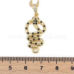Brass Micro Pave Black Cubic Zirconia Snake Pendant Necklaces&nbsp;NJEW-K280-08G