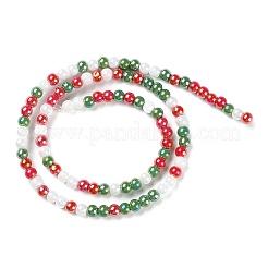 Christmas Theme Opaque Electroplate Glass Beads Strands&nbsp;GLAA-P056-4mm-A02