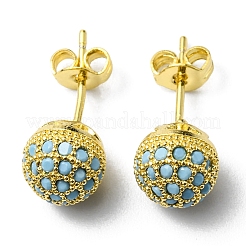 Rhinestone Disco Ball Stud Earrings&nbsp;EJEW-D055-07G