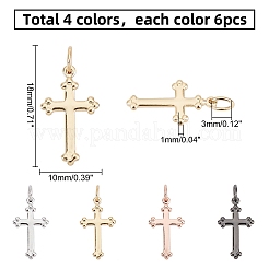 24Pcs 4 Colors Brass Pendants&nbsp;KK-PH0003-77