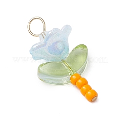 Glass Seed Beads with Imitation Austrian Crystal Beads and 304 Stainless Steel Flat Head Pins and Handmade Lampwork Beads and Iridescent Acrylic Bead Caps Pendants&nbsp;PALLOY-JF03485-02