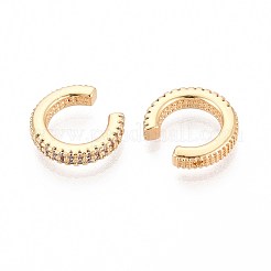 Brass Micro Pave Clear Cubic Zirconia Cuff Earrings&nbsp;EJEW-T047-53G