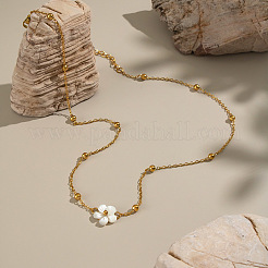 Minimalist Natural White Shell Flower Pendant 304 Stainless Steel Chain Necklaces for Women&nbsp;LS-CE9566