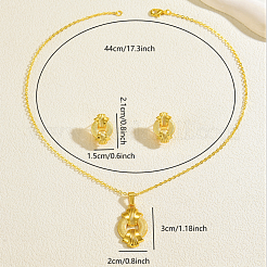 Brass Ring Pendant Necklace & Stud Earrings Sets for Women&nbsp;PL1796