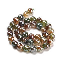 Electroplated Natural Agate Round Beads Strands&nbsp;G-L598-A01-03A