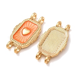 304 Stainless Steel Enamel Rectangle with Heart Links Connector Charms&nbsp;SA-D002-12A-G