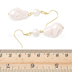 Electroplated 304 Stainless Steel Imitation Pearl Dangle Earrings&nbsp;EJEW-Z129-18G