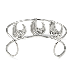 Non-Tarnish 304 Stainless Steel Wide Hollow Textured Opaen Cuff Bangles&nbsp;BJEW-Q348-07P-01