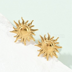 Ion Plating(IP) 304 Stainless Steel Sun Stud Earrings for Women&nbsp;EJEW-F300-10G