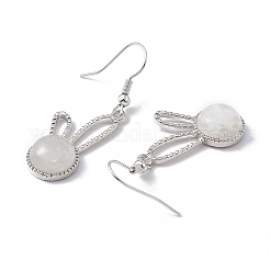 Natural Quartz Crystal Rabbit Dangle Earrings&nbsp;EJEW-A092-05P-20