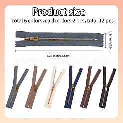 12Pcs 6 Colors Nylon Zipper Fastener&nbsp;FIND-GF0008-20A
