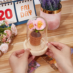 1 Set Glass Cloche Bell Jar Terrarium with 1Pc Handmade Knitting Crochet Artificial Lily of the Valley Potted&nbsp;DJEW-WR0001-01B