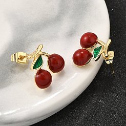 Brass Enamel Stud Earrings&nbsp;EJEW-G430-06A-G