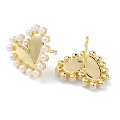 Heart Rack Plating Brass Stud Earrings for Women&nbsp;EJEW-K245-13G