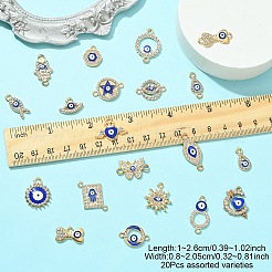 20Pcs 20 Styles Evil Eye Alloy Enamel & Rhinestone Pendants and Connector Charms Findings Kits&nbsp;ENAM-YW0005-60