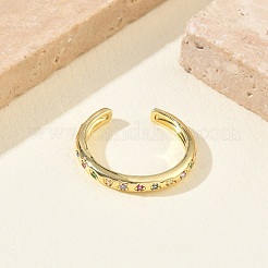 Brass Micro Pave Cubic Zirconia Cuff Open Rings&nbsp;LS-RJEW-Z145-08G