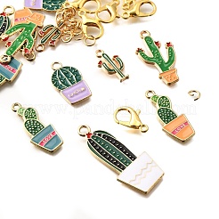 DIY Alloy Enamel Cactus Pendant Decotation Making Kits&nbsp;DIY-FP0001-42