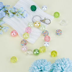 46Pcs 25 Colors Acrylic with ABS Plastic Imitation Pearl with Resin  Round Beads&nbsp;OACR-DC0001-25