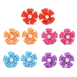 Daisy Glass Seed Beaded Stud Earrings&nbsp;EJEW-MZ00334