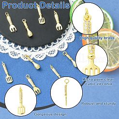9Pcs 3 Styles Rack Plating Brass Micro Pave Cubic Zirconia Pendants&nbsp;KK-CJ0005-69