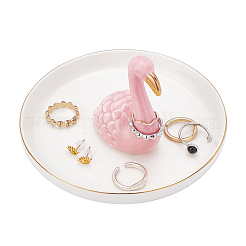 Porcelain Flamingo Ring Holder&nbsp;DJEW-WH0011-28