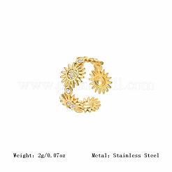 Adjustable 304 Stainless Steel Micro Pave Cubic Zirconia Cuff Open Rings for Women&nbsp;BI5258-1