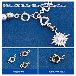 15Pcs 3 Colors 925 Sterling Silver Spring Ring Clasps&nbsp;STER-PH0001-23